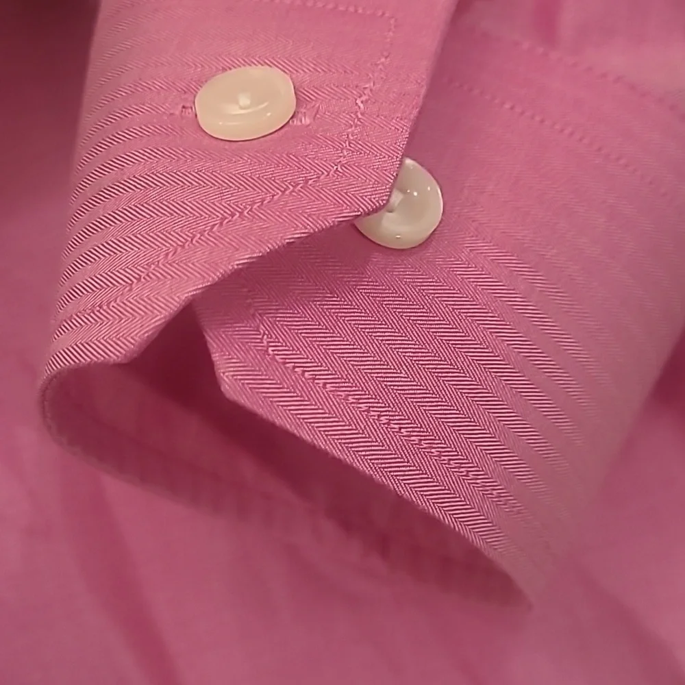 Eton Mens Slim Semi-Twill Contrast Collar Pink Dress Shirt Like New 15 3/4 - Picture 8 of 12